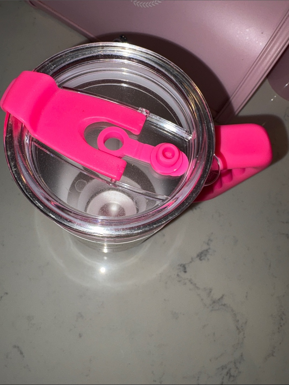 Ashland Pink Cherry Check Stainless Steel Tumbler with Pink Handle, no straw - Picture 3 of 4
